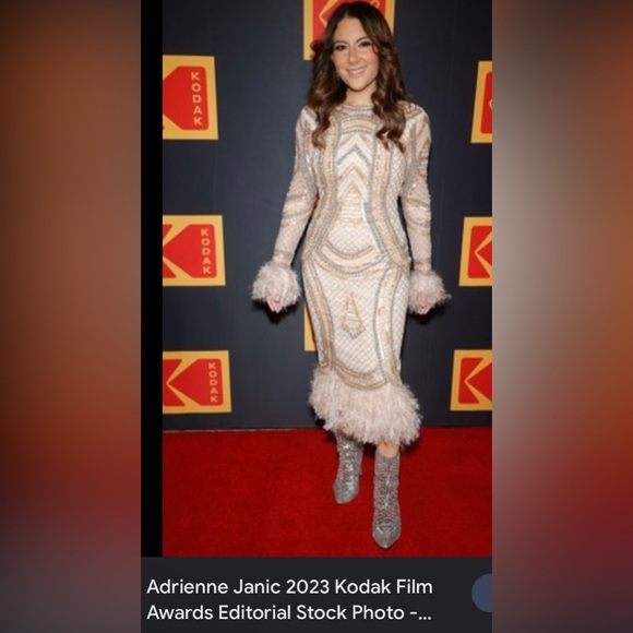 ASOS - DESIGN Embellished sequin midi dress w/ faux feather trims in gold ✨NWT - Picture 7 of 16